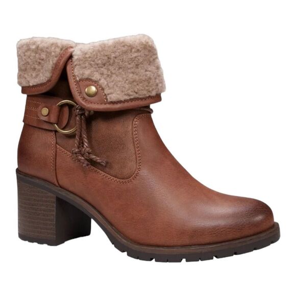 GC Shoes Doja Cognac Faux Fur Booties Shoes Size 8.5 M Women’s Good Choice NEW - Picture 3 of 13